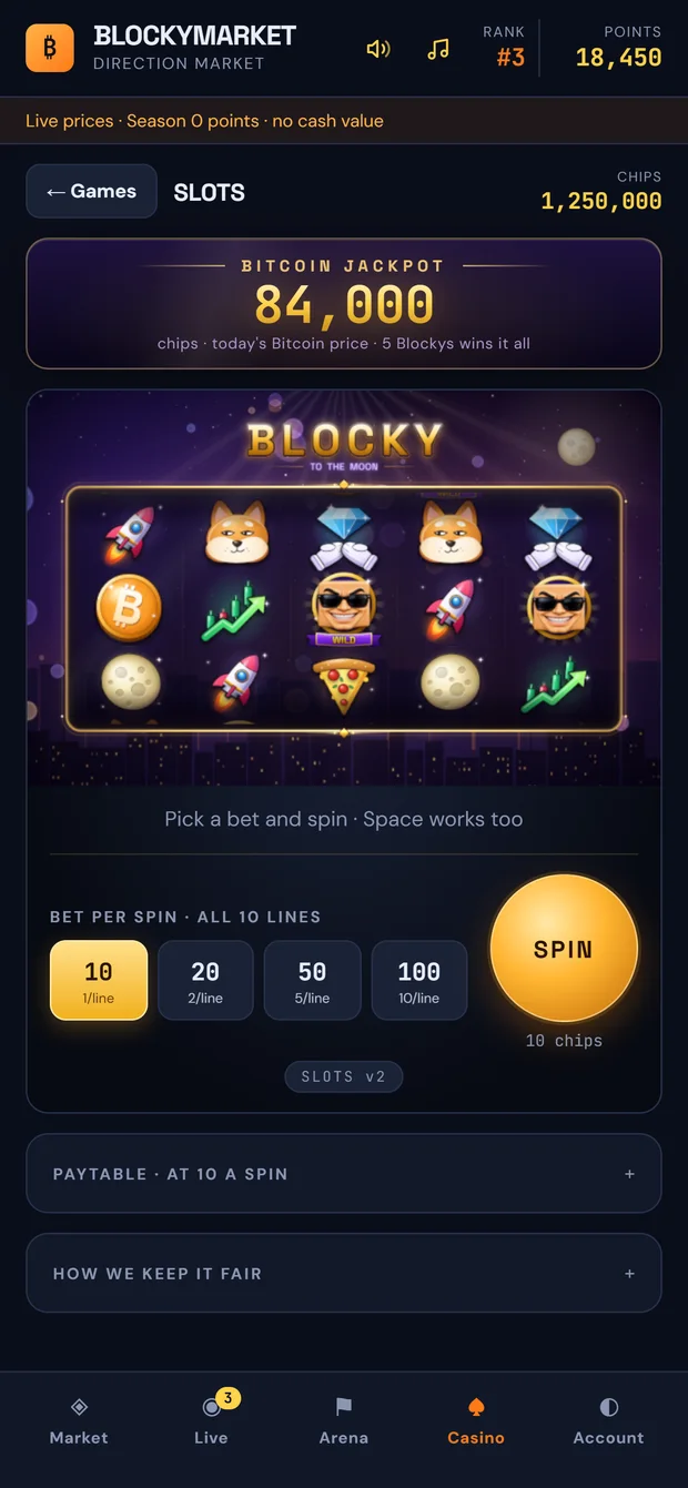 Blocky Casino slots with the Bitcoin jackpot